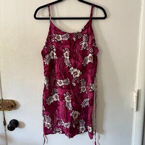 Clear Blue Sky Fuchsia Hibiscus Print Summer Dress